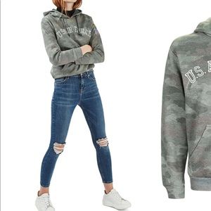 Topshop Tea And Cake Camo US Air force Hoodie
